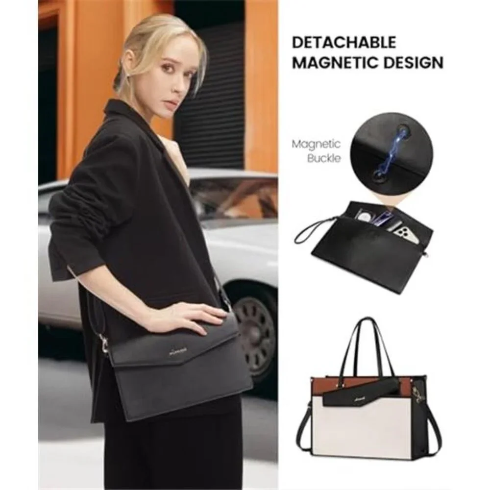 Laptop Bag for Women, 15.6'' Laptop Tote Purse 2-in-1 Professional Work Bag